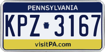 PA license plate KPZ3167