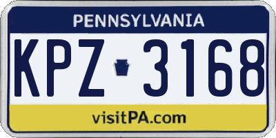 PA license plate KPZ3168