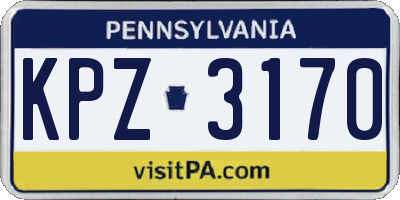 PA license plate KPZ3170