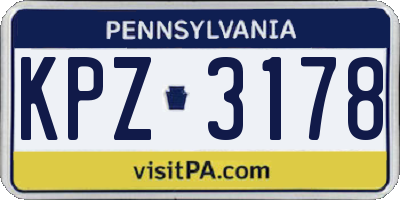 PA license plate KPZ3178