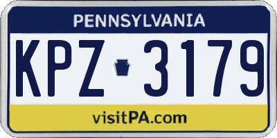 PA license plate KPZ3179