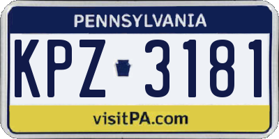 PA license plate KPZ3181