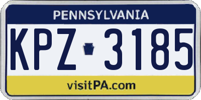 PA license plate KPZ3185
