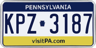 PA license plate KPZ3187