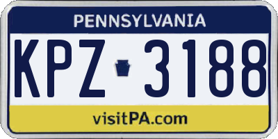 PA license plate KPZ3188