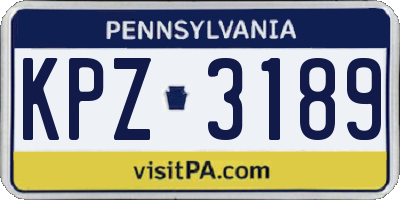 PA license plate KPZ3189