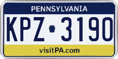 PA license plate KPZ3190