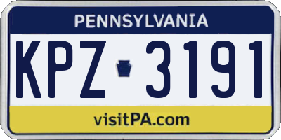 PA license plate KPZ3191