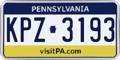 PA license plate KPZ3193