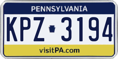 PA license plate KPZ3194