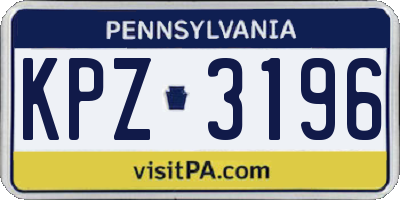 PA license plate KPZ3196
