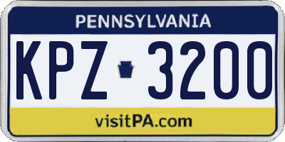 PA license plate KPZ3200