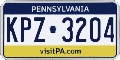 PA license plate KPZ3204