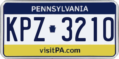 PA license plate KPZ3210