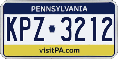 PA license plate KPZ3212