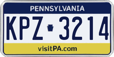 PA license plate KPZ3214