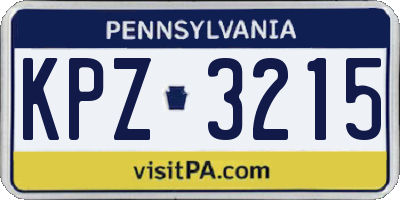 PA license plate KPZ3215