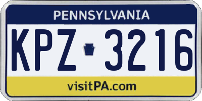 PA license plate KPZ3216