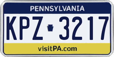 PA license plate KPZ3217