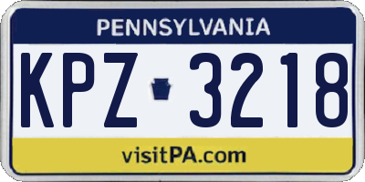 PA license plate KPZ3218