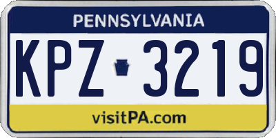 PA license plate KPZ3219