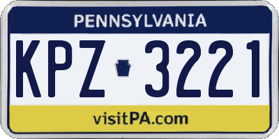 PA license plate KPZ3221