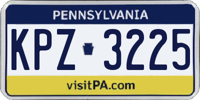 PA license plate KPZ3225