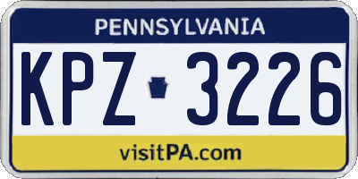 PA license plate KPZ3226