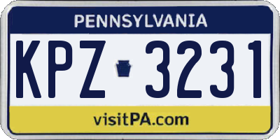 PA license plate KPZ3231
