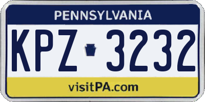 PA license plate KPZ3232