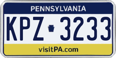 PA license plate KPZ3233