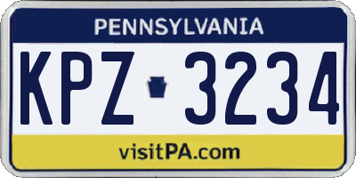 PA license plate KPZ3234