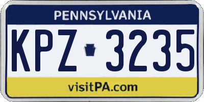 PA license plate KPZ3235