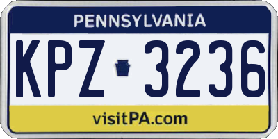 PA license plate KPZ3236