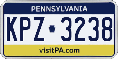 PA license plate KPZ3238