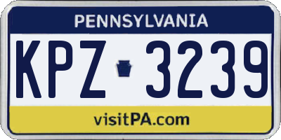 PA license plate KPZ3239