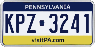 PA license plate KPZ3241
