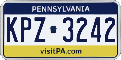 PA license plate KPZ3242