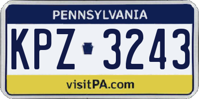 PA license plate KPZ3243
