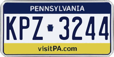 PA license plate KPZ3244