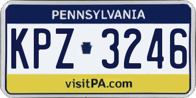 PA license plate KPZ3246