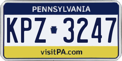 PA license plate KPZ3247