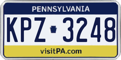 PA license plate KPZ3248