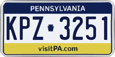 PA license plate KPZ3251