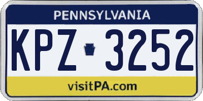 PA license plate KPZ3252