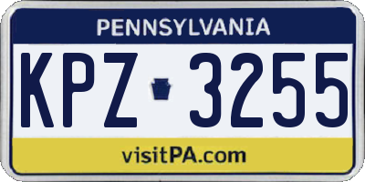 PA license plate KPZ3255