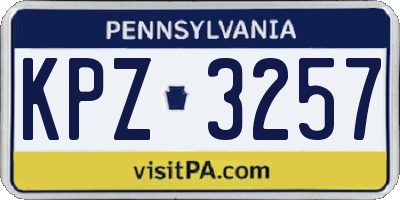 PA license plate KPZ3257