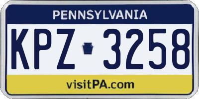 PA license plate KPZ3258