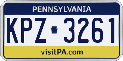 PA license plate KPZ3261