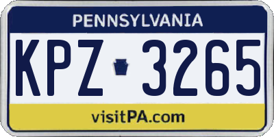 PA license plate KPZ3265